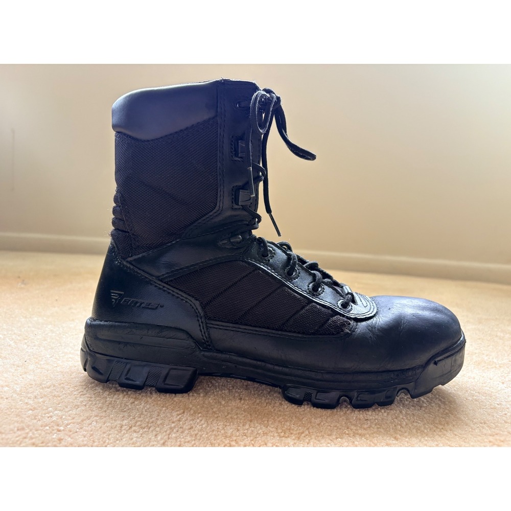 Bates Mens E02261 8 Tactical Sport Side Zip Black Leather Gorpcore Boots 11.5 M